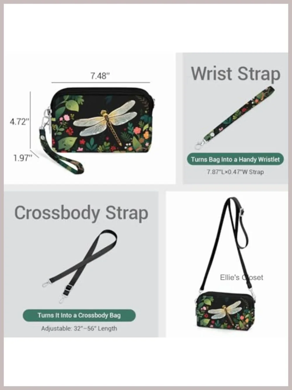 Small Crossbody Bags for Women, 3 Zippers Nylon Travel Phone Wallet Purse